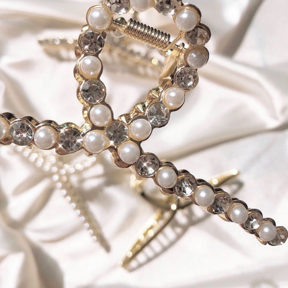 Kẹp Tóc lovely pearl cubic Hàn Quốc Korea