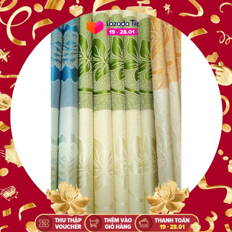 rèm gấm rộng 3m cao2.7m xanh cốm 5 cánh