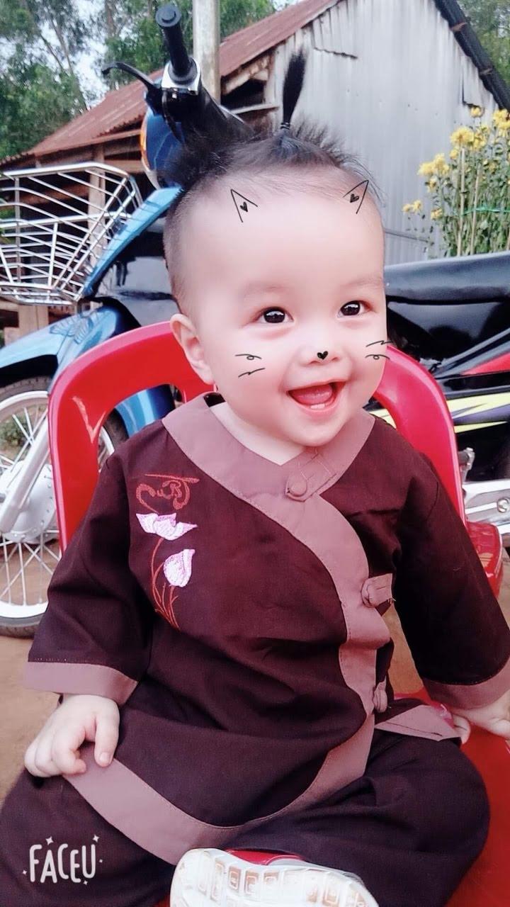 Đồ lam đi chùa bé gái Mẫu Tim phối