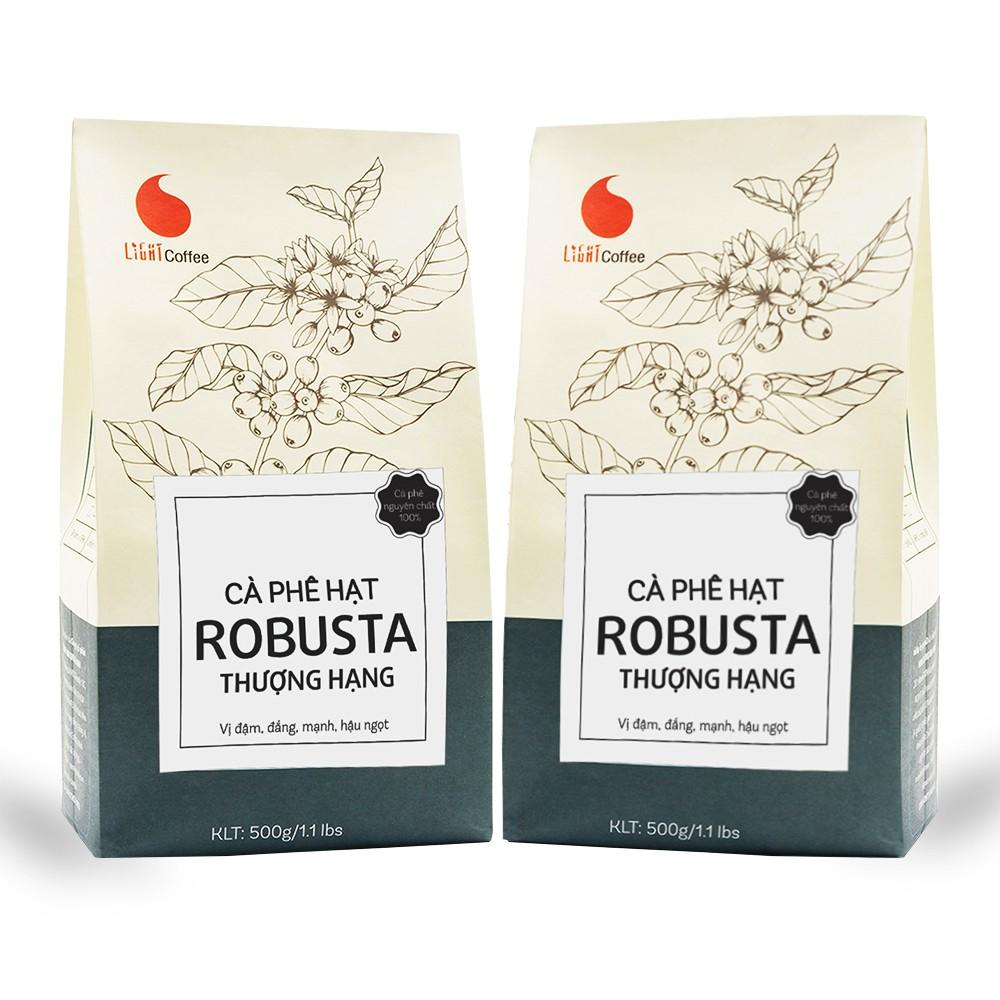[HCM]1kg Cà phê Robusta Thượng Hạng Light Coffee Hạt nguyên chất 500g - Rang medium Light Coffee