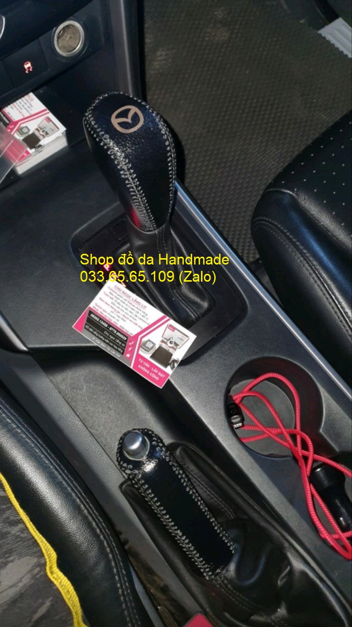 Bọc da cần số phanh tay xe Mazda 2,3,6, CX5, CX8 (AT) bằng da thật