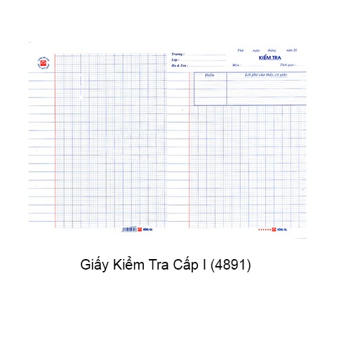 2 tập (12 tờ đôi) Giấy kiểm tra cấp 1 Hồng Hà