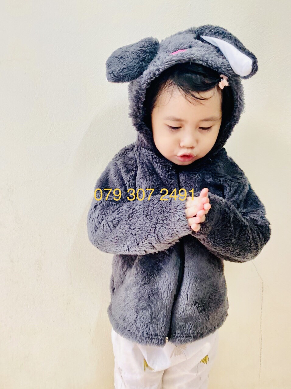Áo khoác lông tai thỏ cho bé 8-18kg