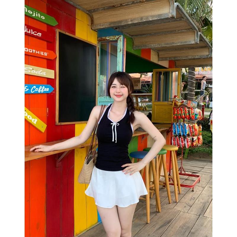 Áo yếm nữ phối ren cột nơ MONÁ - RENNIE