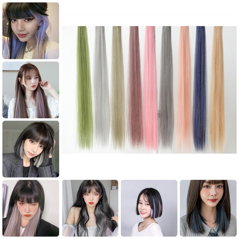 Tóc Giả Kẹp Nhuộm Màu Highlight Sành Điệu - Tóc Nối Giả Dạng Thẳng Phong Cách Hàn Quốc giá rẻ