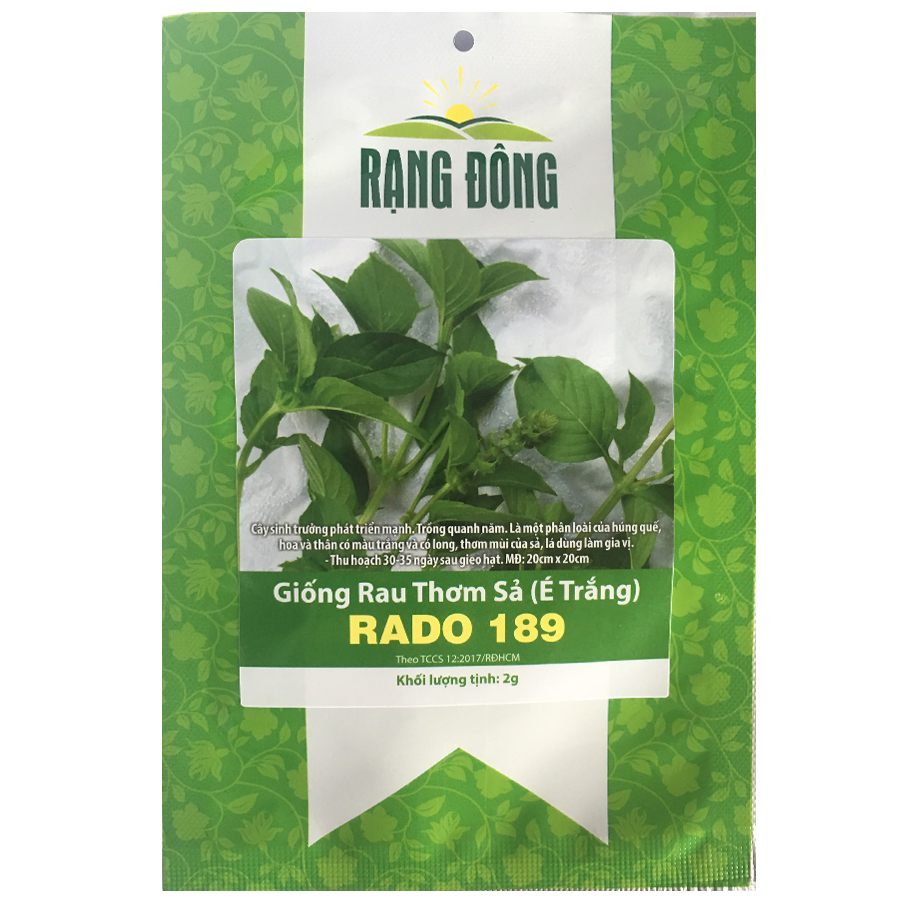 Gói 2g hạt giống rau é trắng (rau thơm sả - húng thơm trắng)