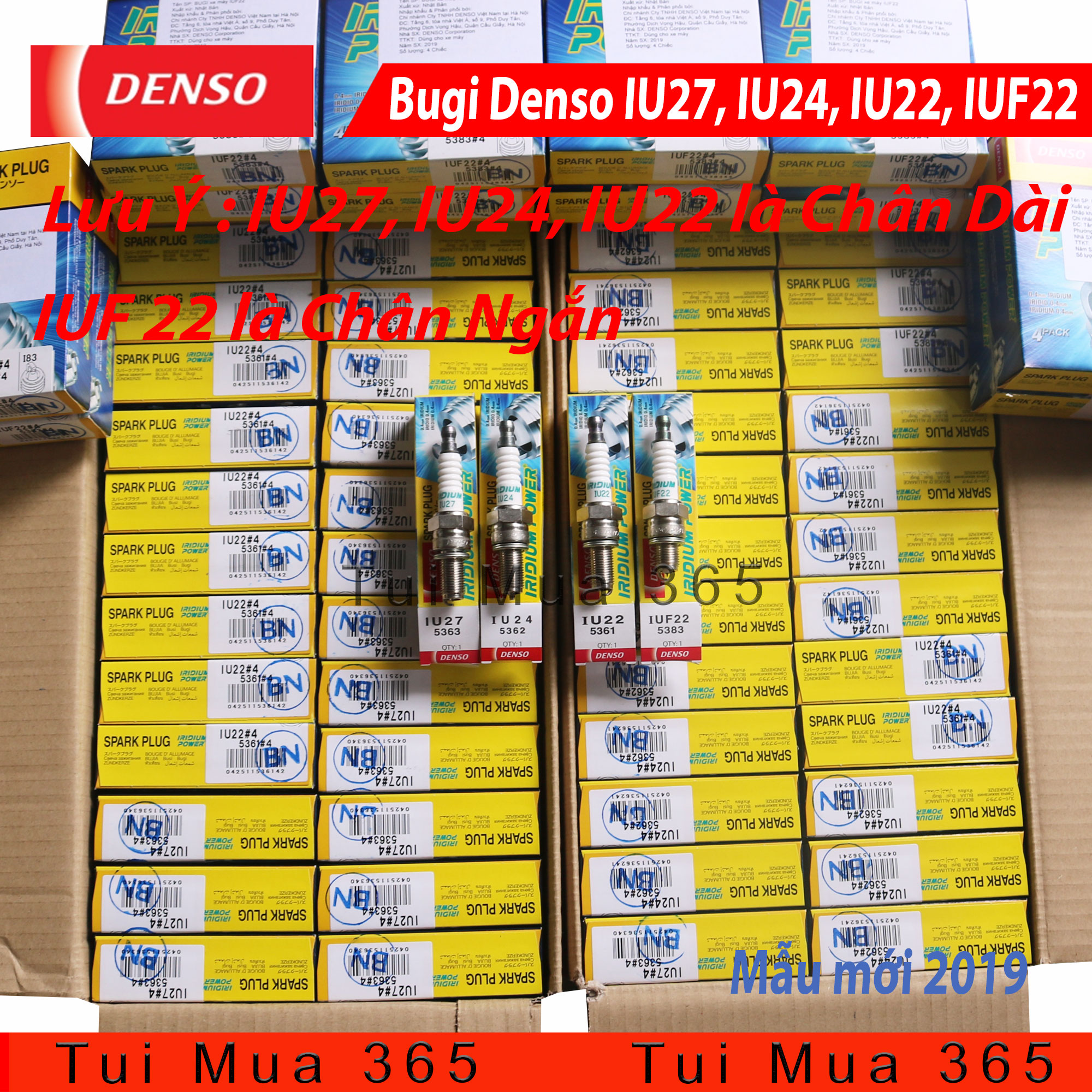 Bugi denso iridium power iu27, iu24, iu22, iuf22 chân ngắn