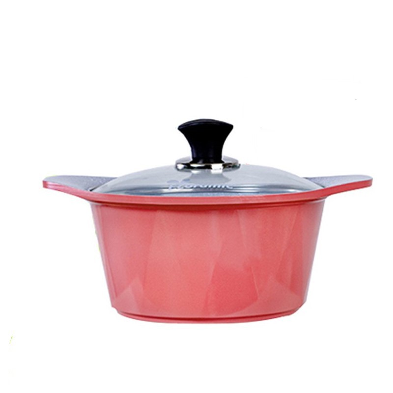 Nồi đúc ceramic Ecoramic vân đá chống dính đáy từ 20cm / 22cm / 24cm nắp kính