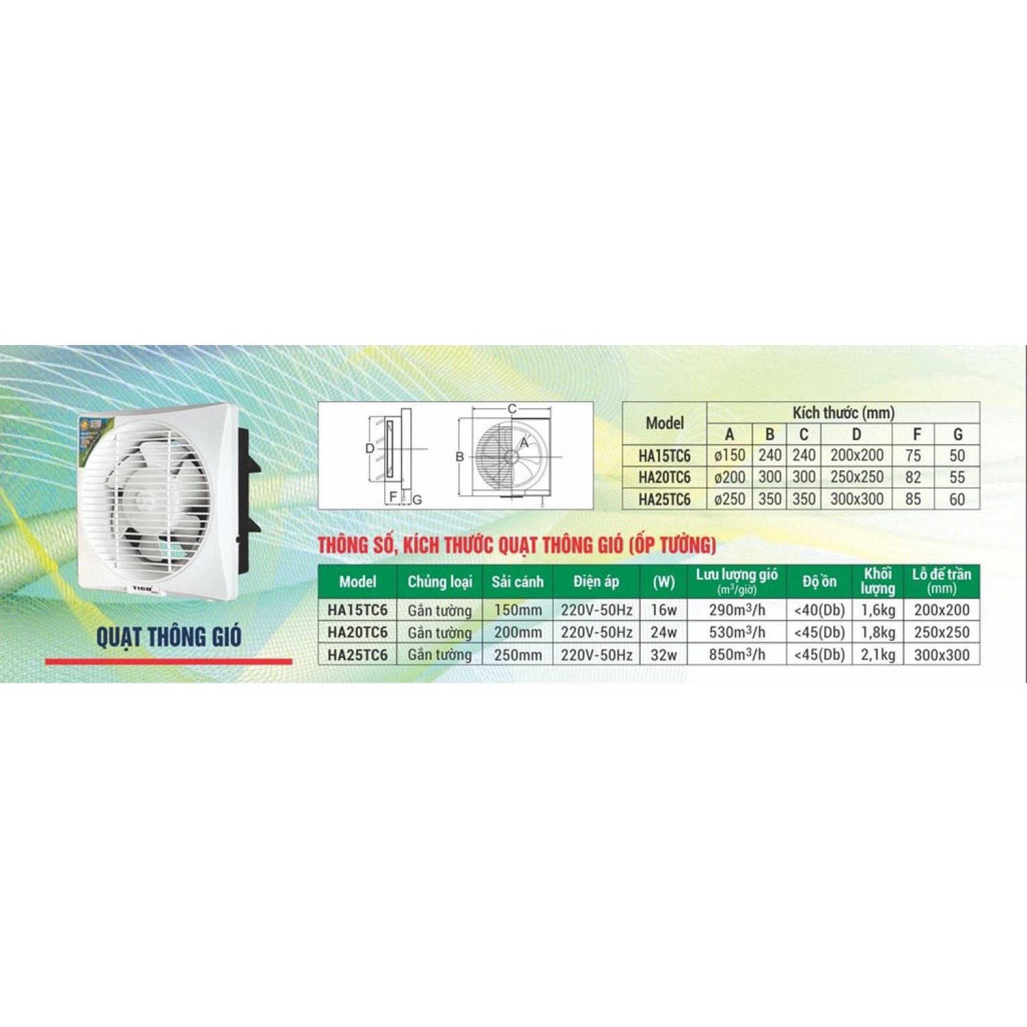 Quạt thông gió gắn tường Tico Luxury HA[15/20/25]TC6