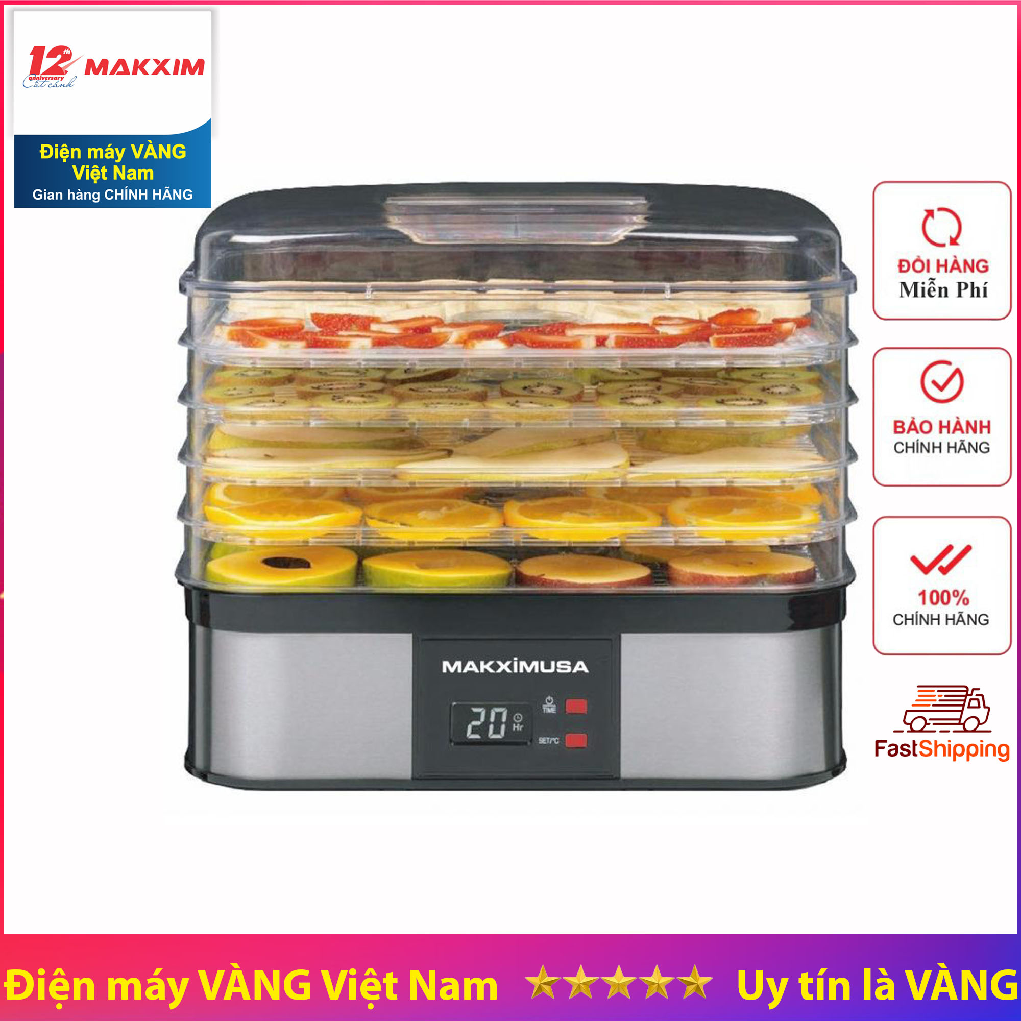 Máy sấy hoa quả cao cấp Makxim USA MKX-DH-2015