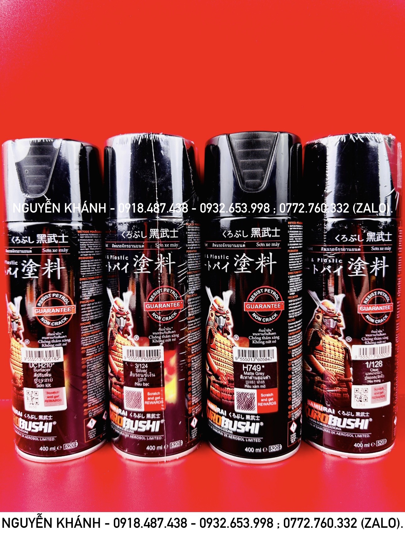 H749-sơn xịt samurai màu xám mờ (matte grey)