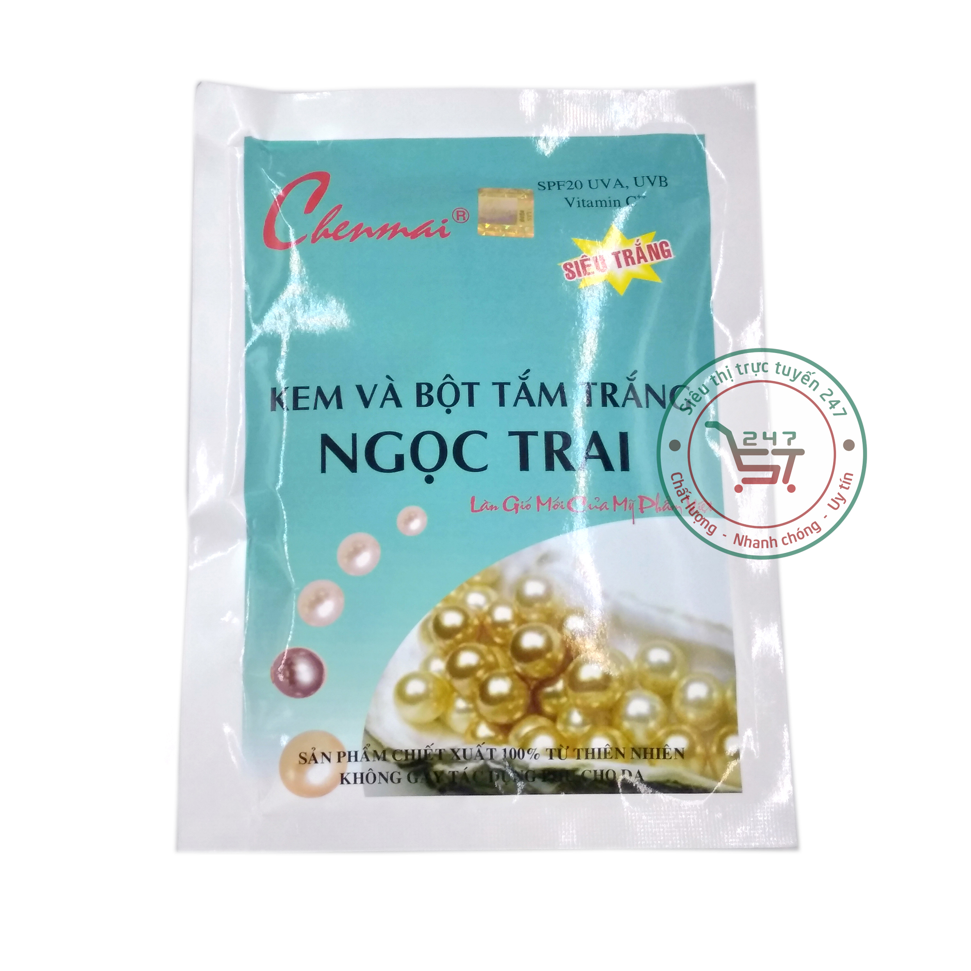 Kem body tắm Trắng Se khít lỗ chân lông Ngọc trai Chenmai 150g (Xanh-Trắng)