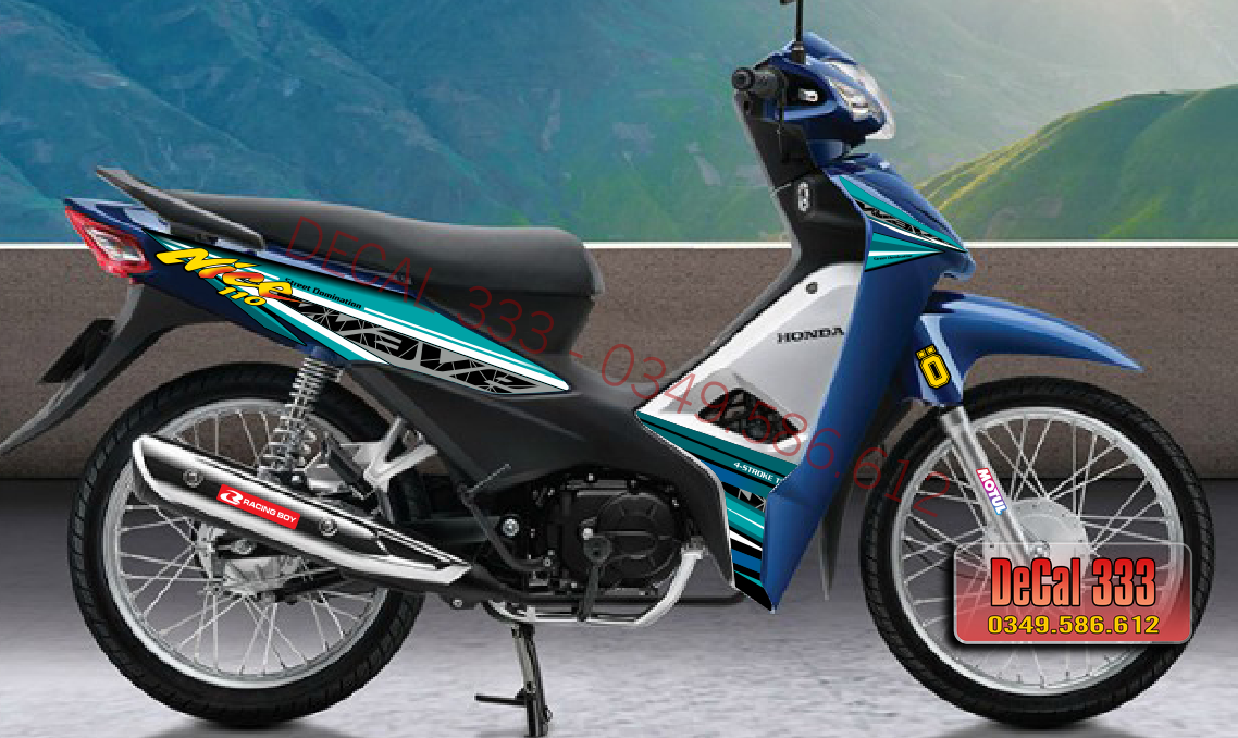 Tem Rời WAVE ALPHA 110  Mẫu NICE VẠCH XANH LỤC 831134 (Tem chế 3 lớp chống phai màu)