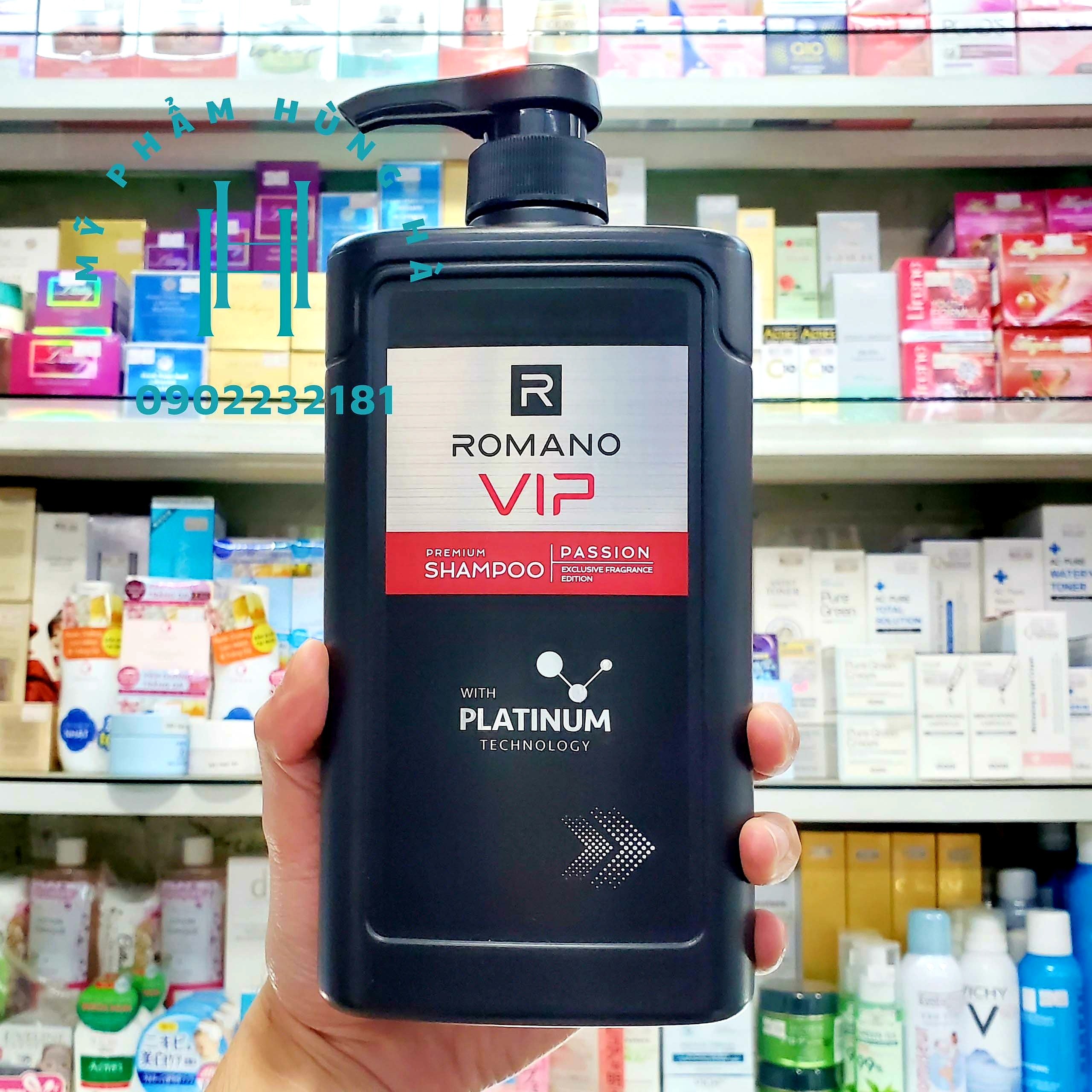 Dầu gội Romano Vip, dầu gội nước hoa cao cấp nam giới 650ml