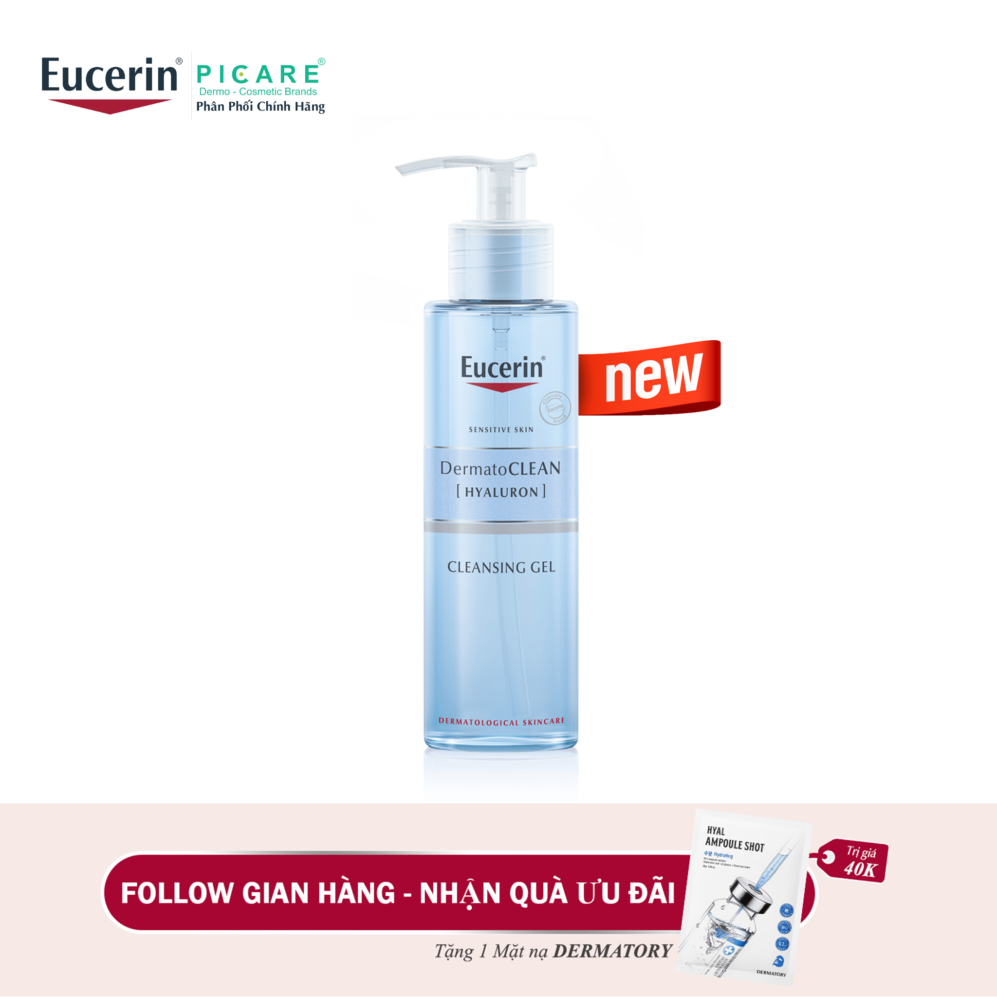 Sữa rửa mặt cho da nhạy cảm Eucerin Dermatoclean Gel 200ml