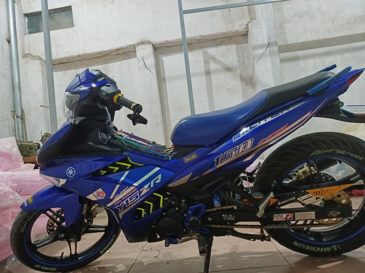 Tem exciter 150 Y15ZR xanh crom