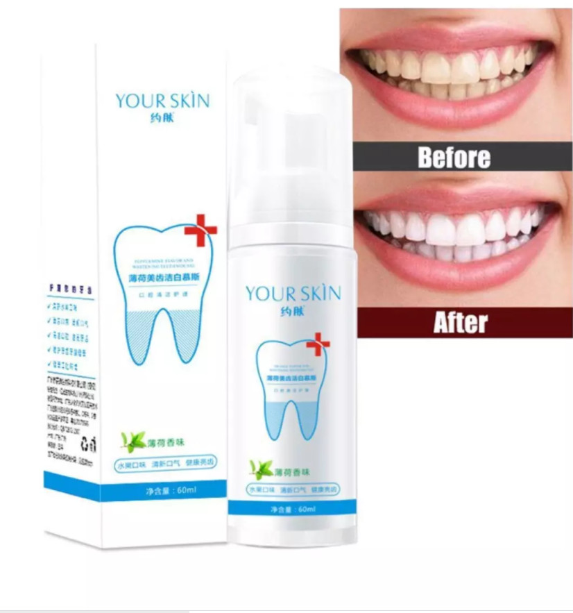 Kem Đánh Răng Your Skin - Dạng Bọt Làm Trắng Răng (tặng 1 Mặt nạ ngủ dạng thạch Collagen nâng cơ chính hãng)