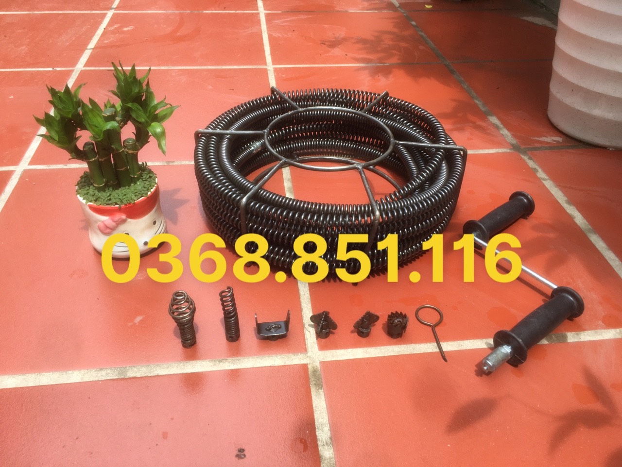 Dây thông cống LÒ XO 9M ( 9M + 6 đầu thông + tay quay....)