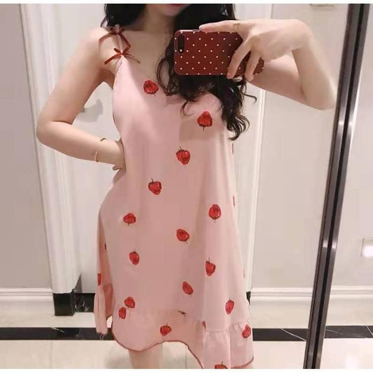 Váy Mặc Nhà/Đi Ngủ Có Lót Bra Kèm Bịt Mắt