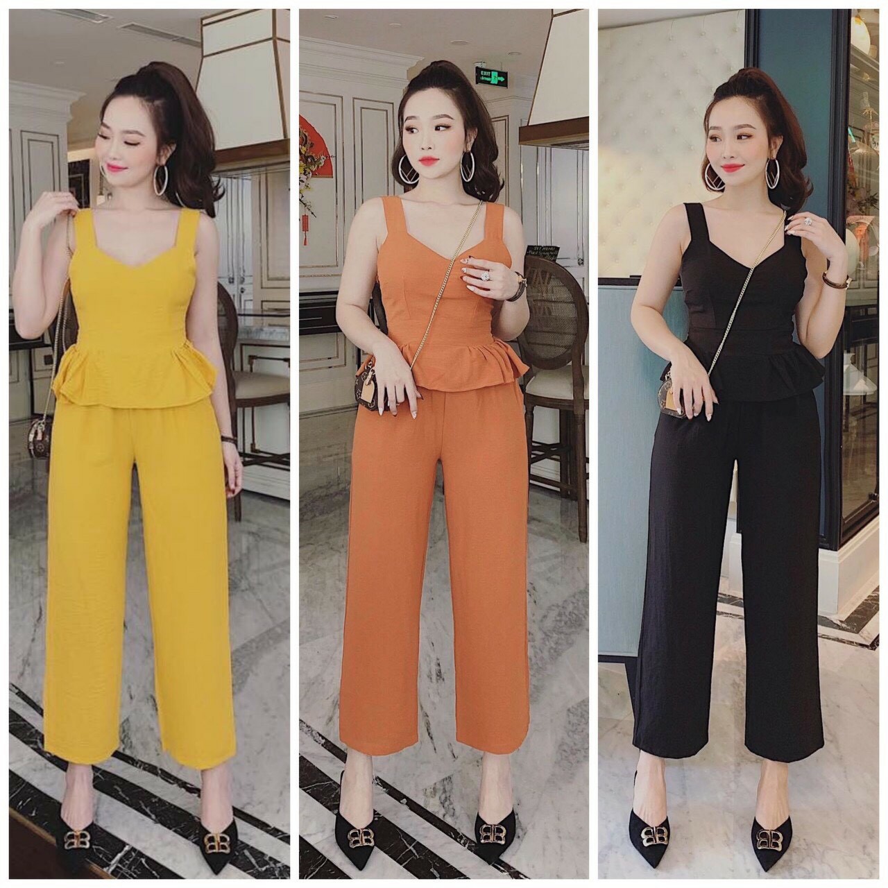 [HCM]Set kiểu ôm eo quần ống suông