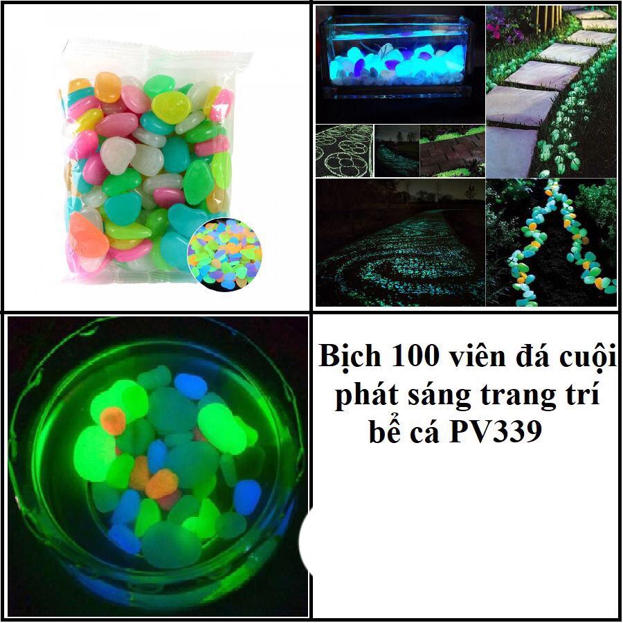 Combo 100 viên đá cuội phát sáng trang trí bể cá sân vườn