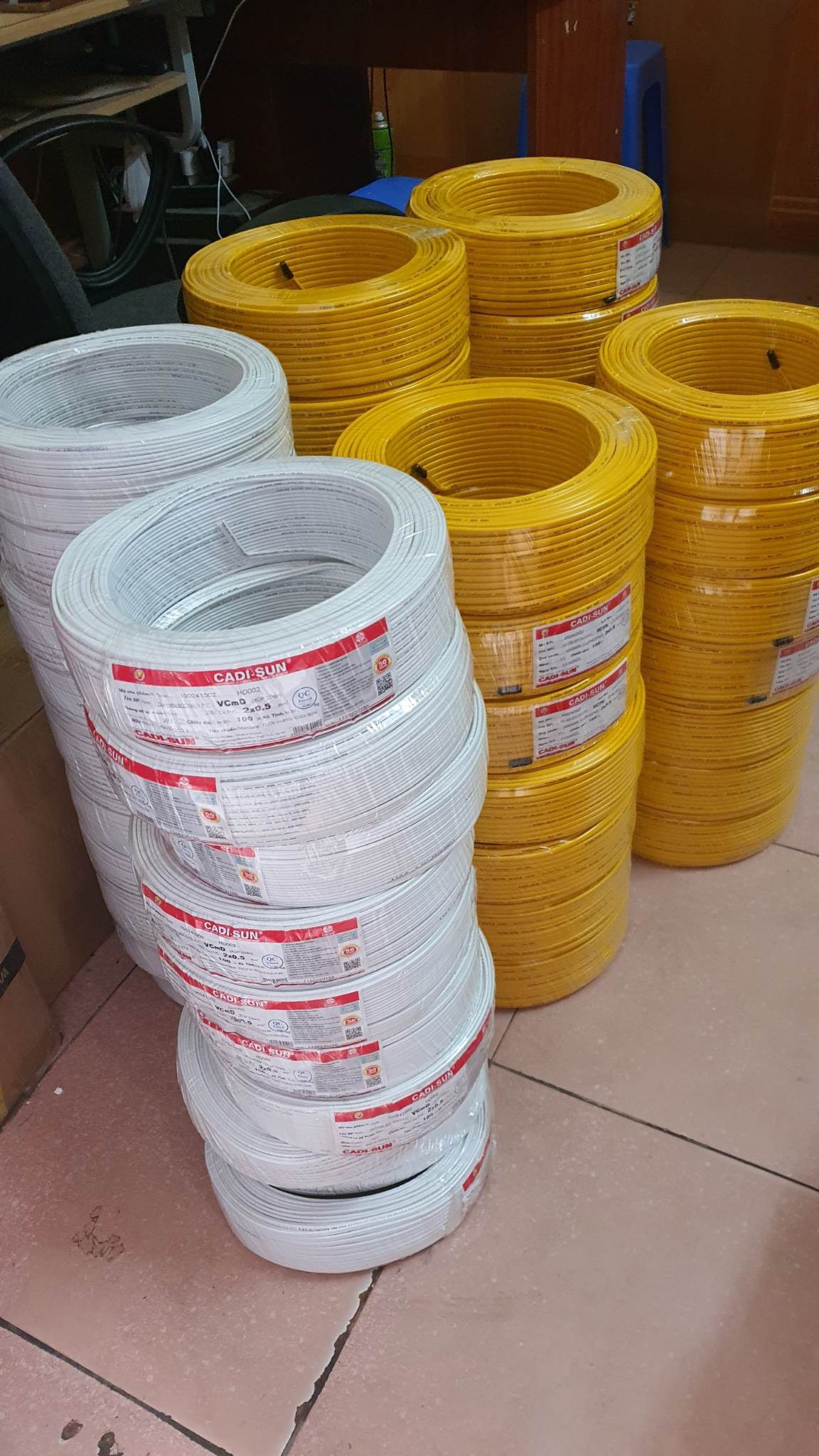 Dây điện cadisun 2x0.5 cuộn 100m dây trắng