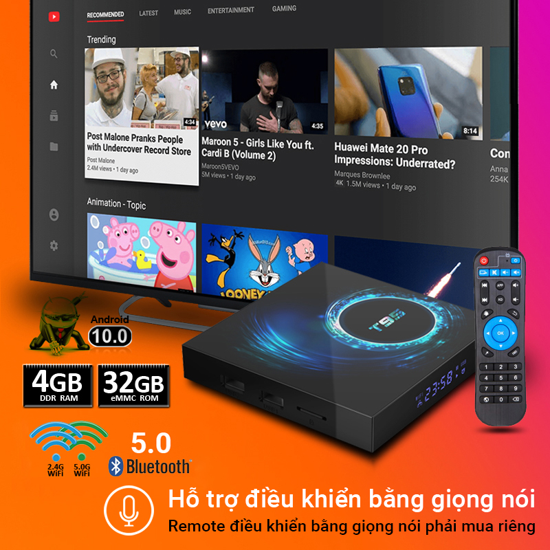 >> BÁO GIÁ ANDROID TV BOX RAM 1G, ROM 8G, XEM PHIM HD 4K, HỖ TRỢ TIẾNG VIỆT, HỖ TRỢ CHỨC NĂNG TÌM KIẾM GIỌNG NÓI, THOẢI MÁI XEM PHIM CÙNG NGƯỜI THÂN CHÍNH HÃNG H96MINIV8 | Shopee Lazada Sendo Tiki mới nhất 148 Android TV BOX T95 RAM 4G, Bộ nhớ ROM 32G, xem phim 6K HDR, hỗ trợ wifi băng tần kép 2.4G/5.0G, có bluetooth, cổng AV, 2 cổng USB, khe thẻ nhớ TF - Bảo hành 12 tháng