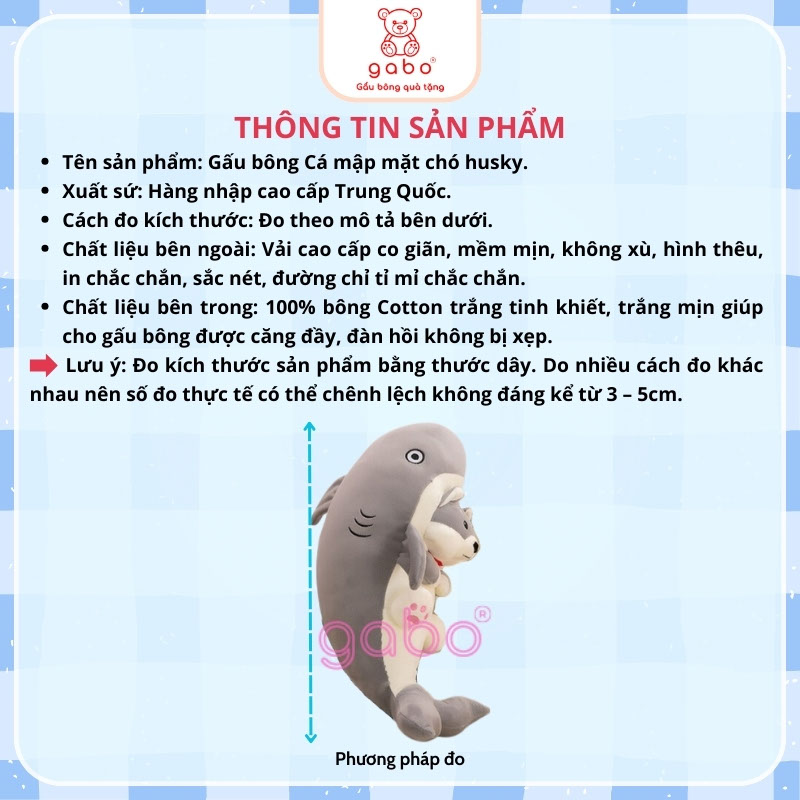 gấᴜ Bông Cá Mập Mặt Chó, Cá Mập Mặt gấᴜ Siêu cute, có khoá kéo