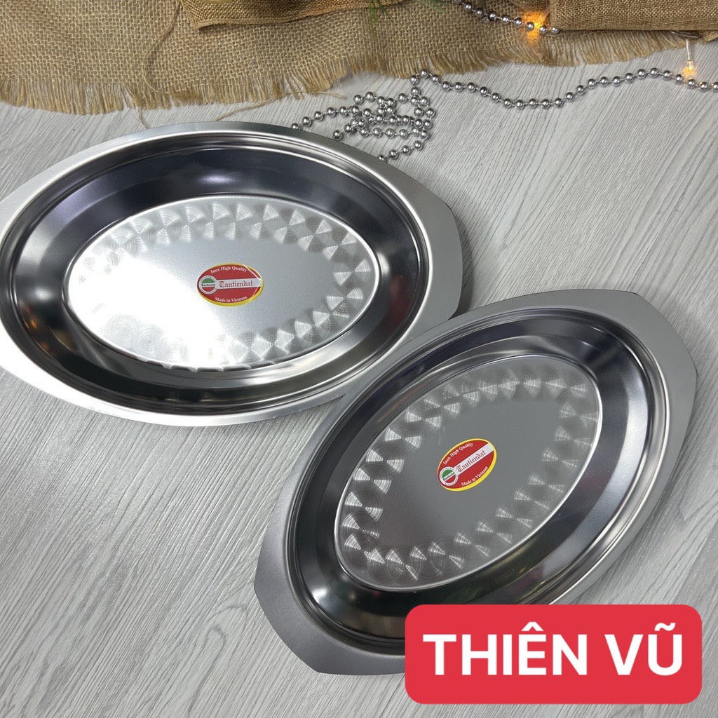 Đĩa hột xoài inox, đĩa bò né inox, đĩa hấp cá inox tiện lợi, đĩa lòng sâu inox cao cấp - gia dụng Thiên Vũ