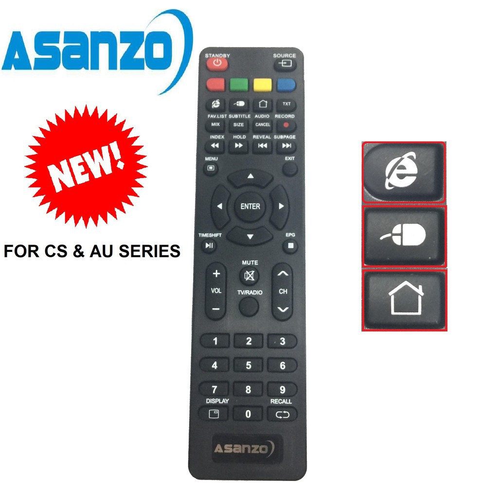 Asanzo 3D nhỏ - Remote điều khiển Tivi Asanzo Smart thông minh có Internet