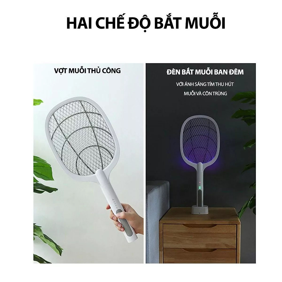 Vợt Muỗi Thông Minh Thế Hệ Mới 2in1