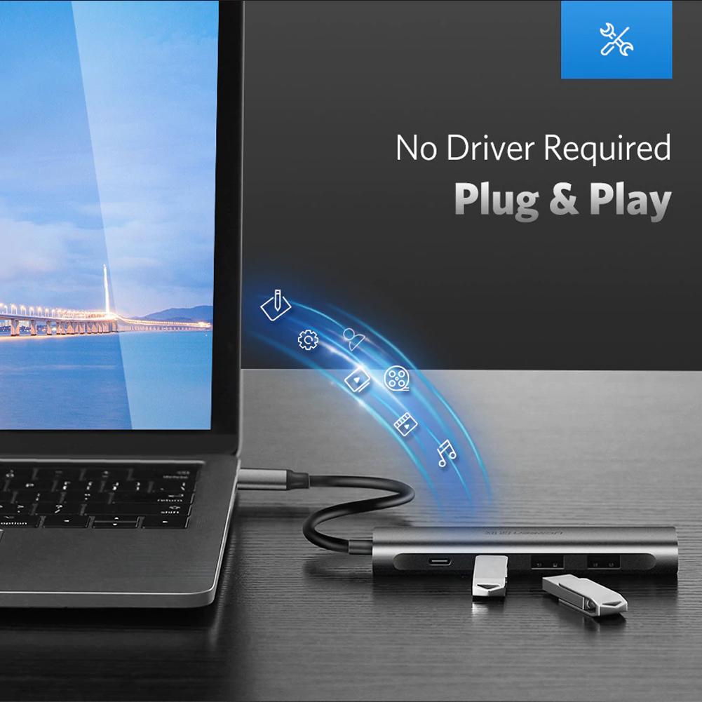 Cáp USB Type C to HDMI,USB C, USB 3.0 chia 3 cổng Ugreen 50209
