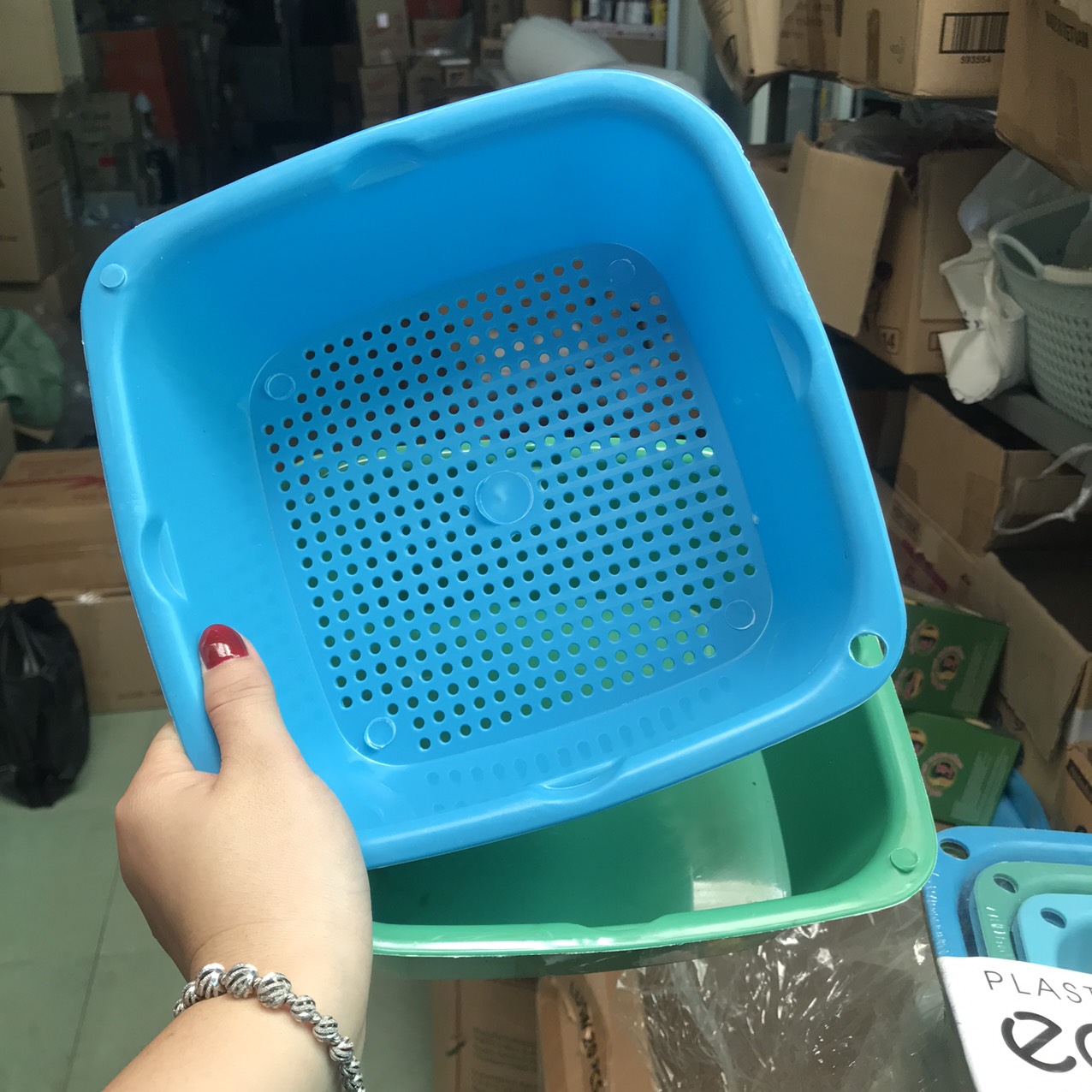 Bộ thau rổ nhựa vuông ECCO 6 món dày đẹp