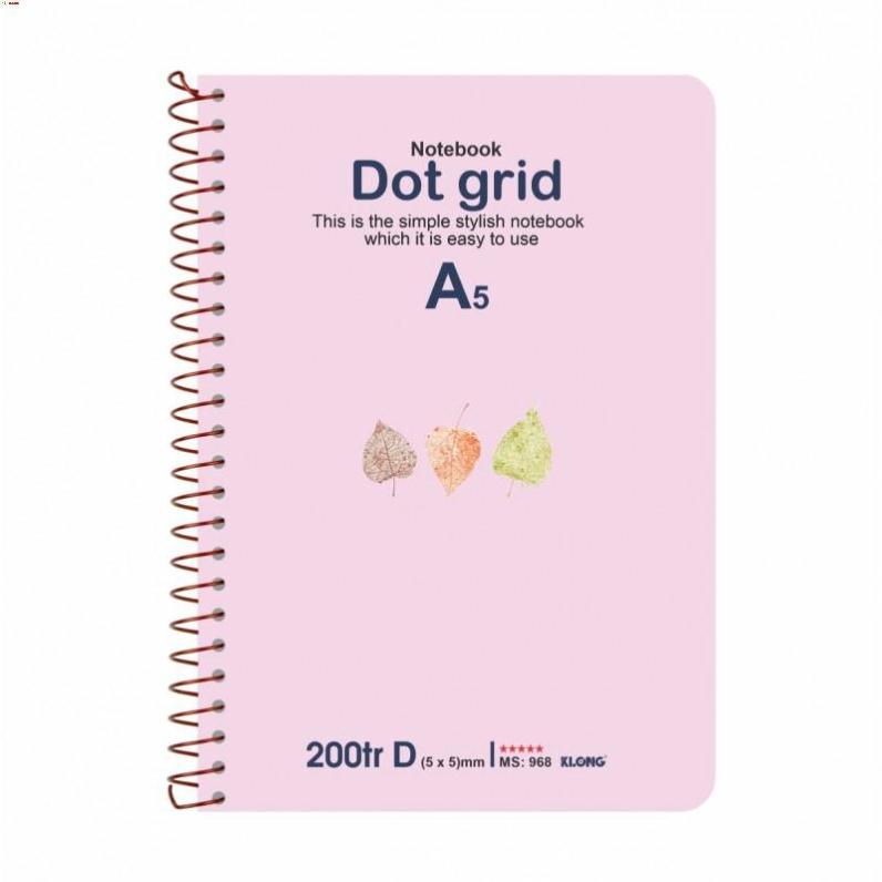 -Sổ lò xo đơn KLONG A5 Dot Grid ruột chấm 70/76; MS: 968 [Klong]