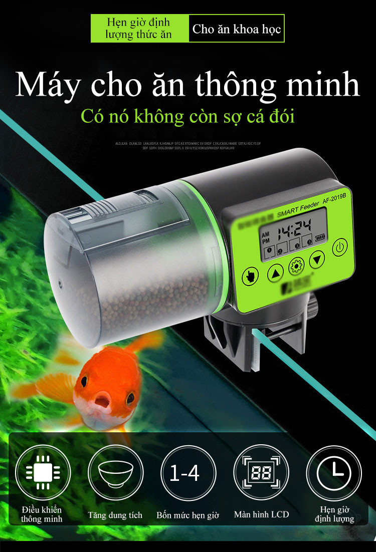 Hanrui - máy cung cấp thức ăn cho cá tự động lcd