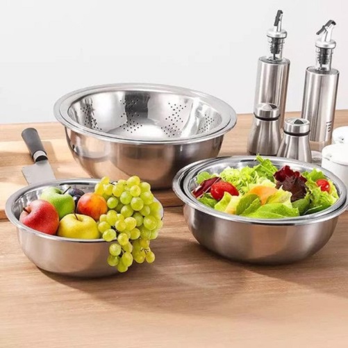 Bộ 5 rổ chậu inox cao cấp rửa thực phẩm