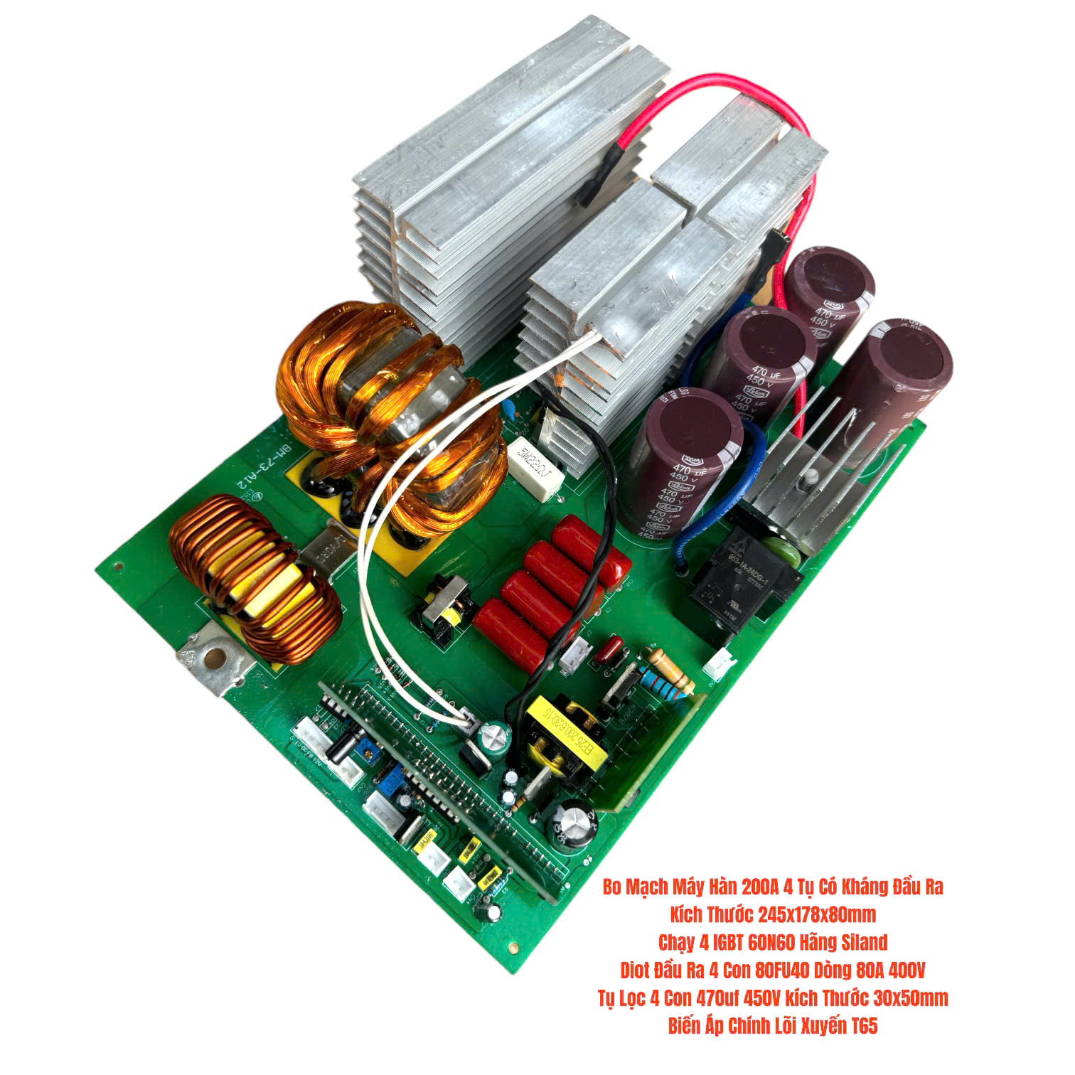 Bảng mạch máy hàn dòng 200a hàn que 3.2 dòng 4 tụ 4 igbt