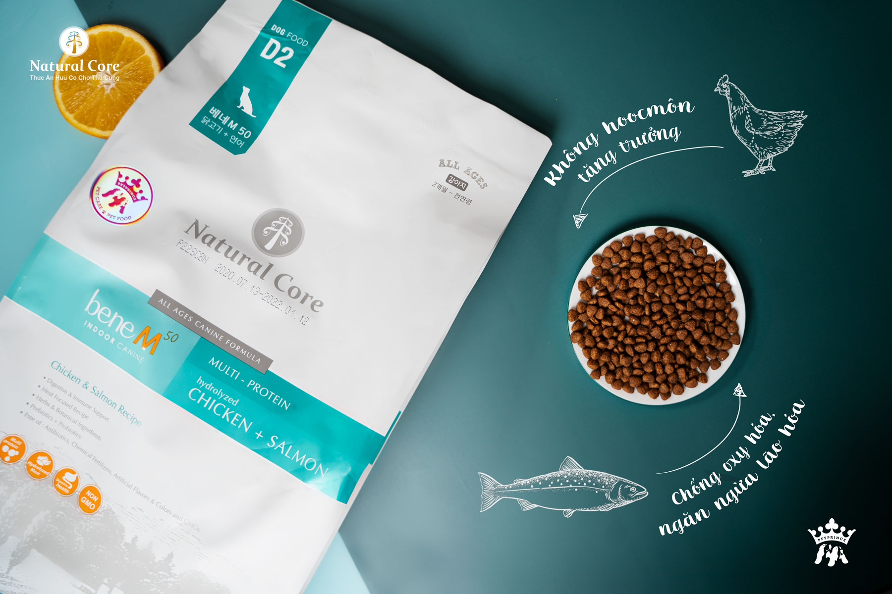 [BAO 10KG] Thức Ăn Hạt Natural Core Bene M50 Cho Chó - Vị Thịt Gà & Cá Hồi - [Nông Trại Thú Cưng]