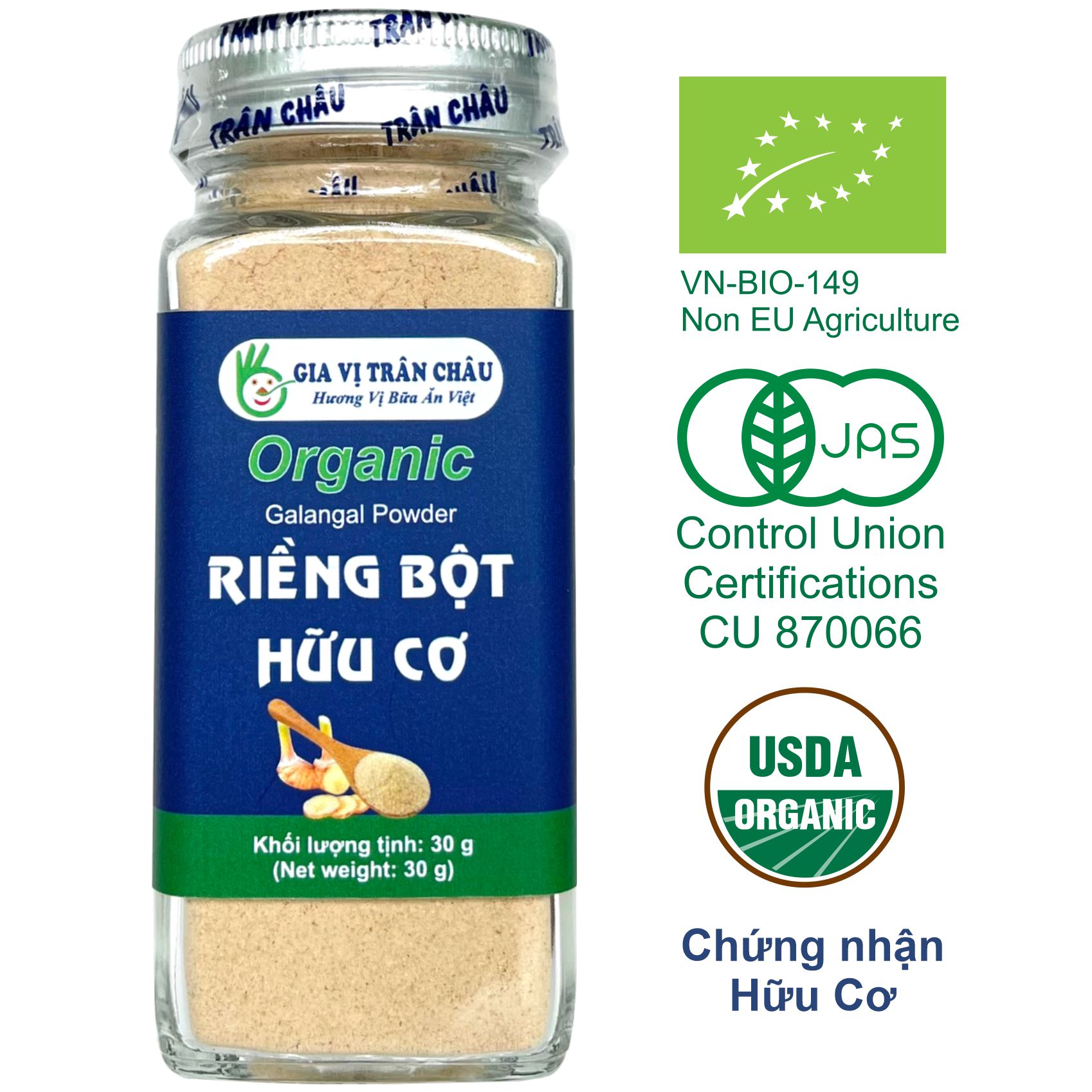 Riềng bột hữu cơ Trân Châu hũ 30g