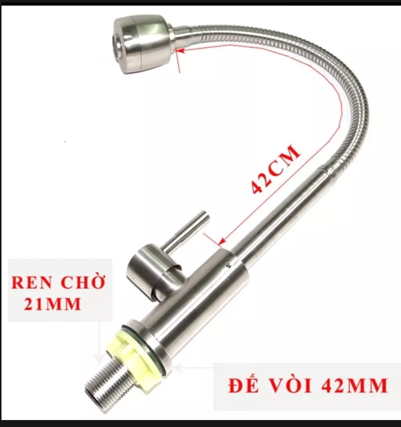 [HCM]Vòi rửa chén lạnh inox SUS 304 cần lò xo