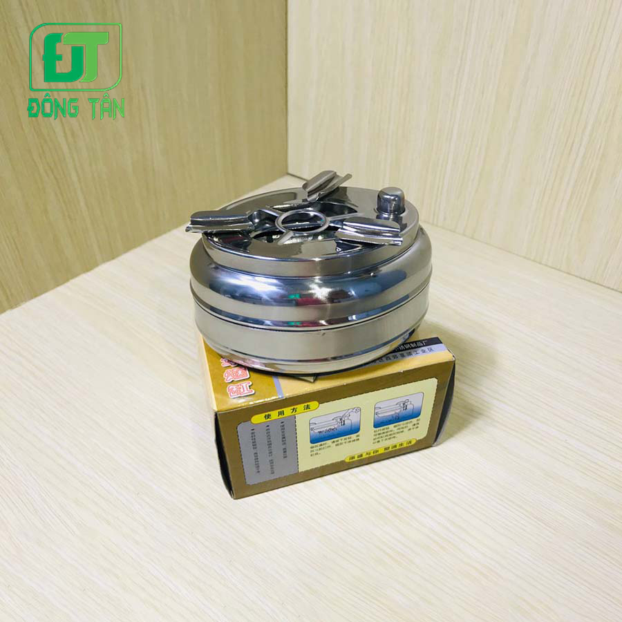 [HCM]Gạt Tàn Inox Cao Cấp Có Nút Đóng Mở