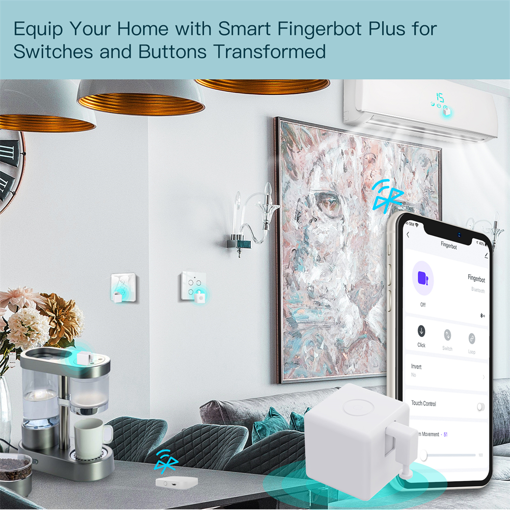 【COD】Moes Tuya Smart Bluetooth Fingerbot Switch Button Pusher Smart Life App Voice Control via Alexa Assistant