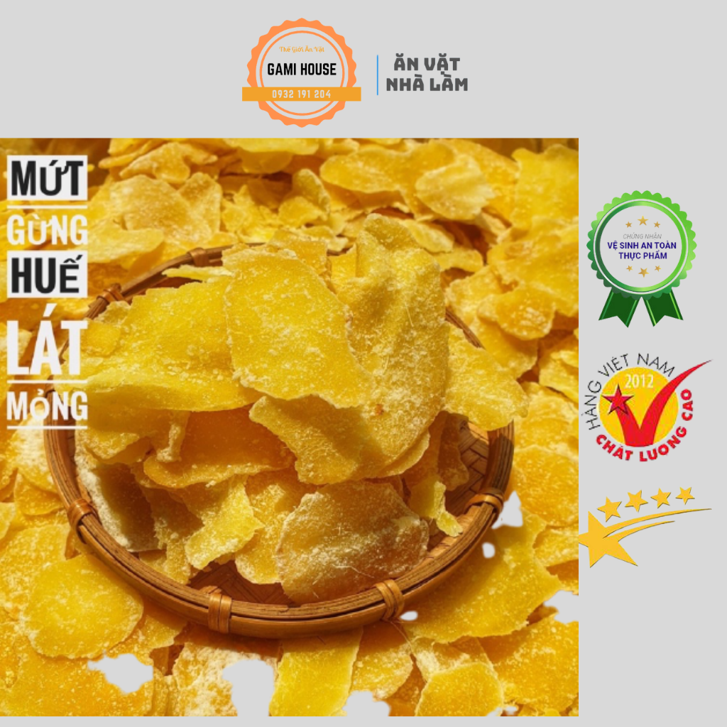 Mứt gừng huế - lát mứt gừng mỏng, vị cay cay ngọt ngọt thơm nồng hũ 280g