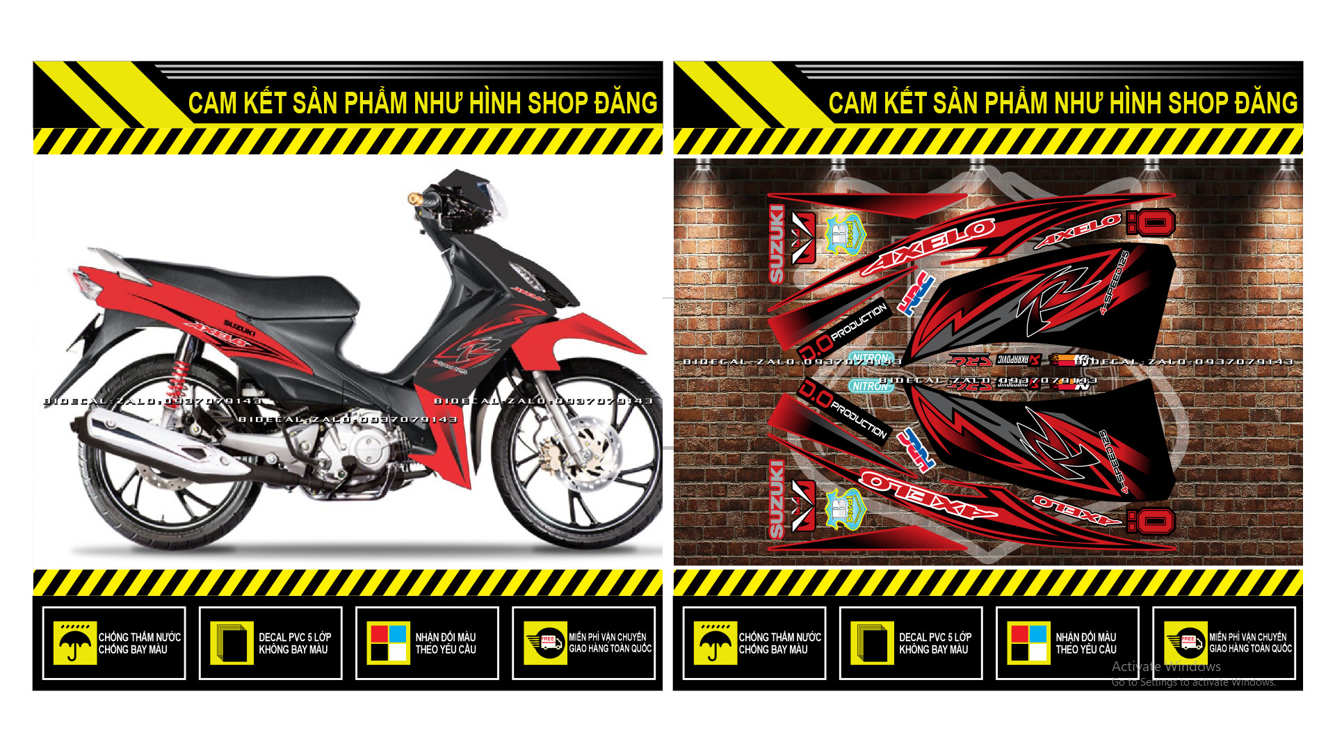 TEM RỜI AXELO MẪU R 2021 ĐỎ ĐEN ( DECAL CAO CẤP - KHÁNG NƯỚC - KHÔNG BAY MÀU )
