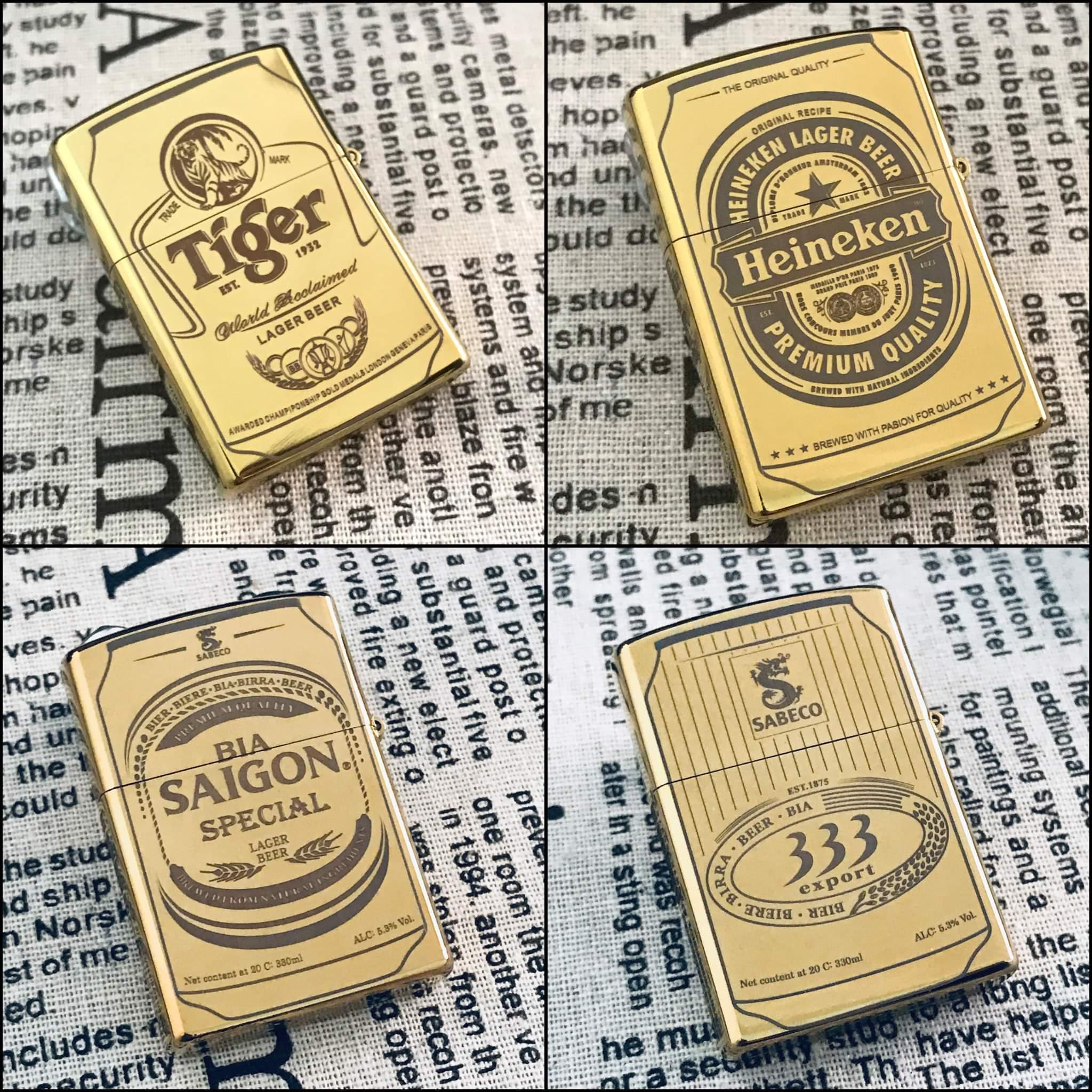 [HCM]Bật Lửa Zippo Khắc Laze Hình Chai Bia 333 Cao Cấp