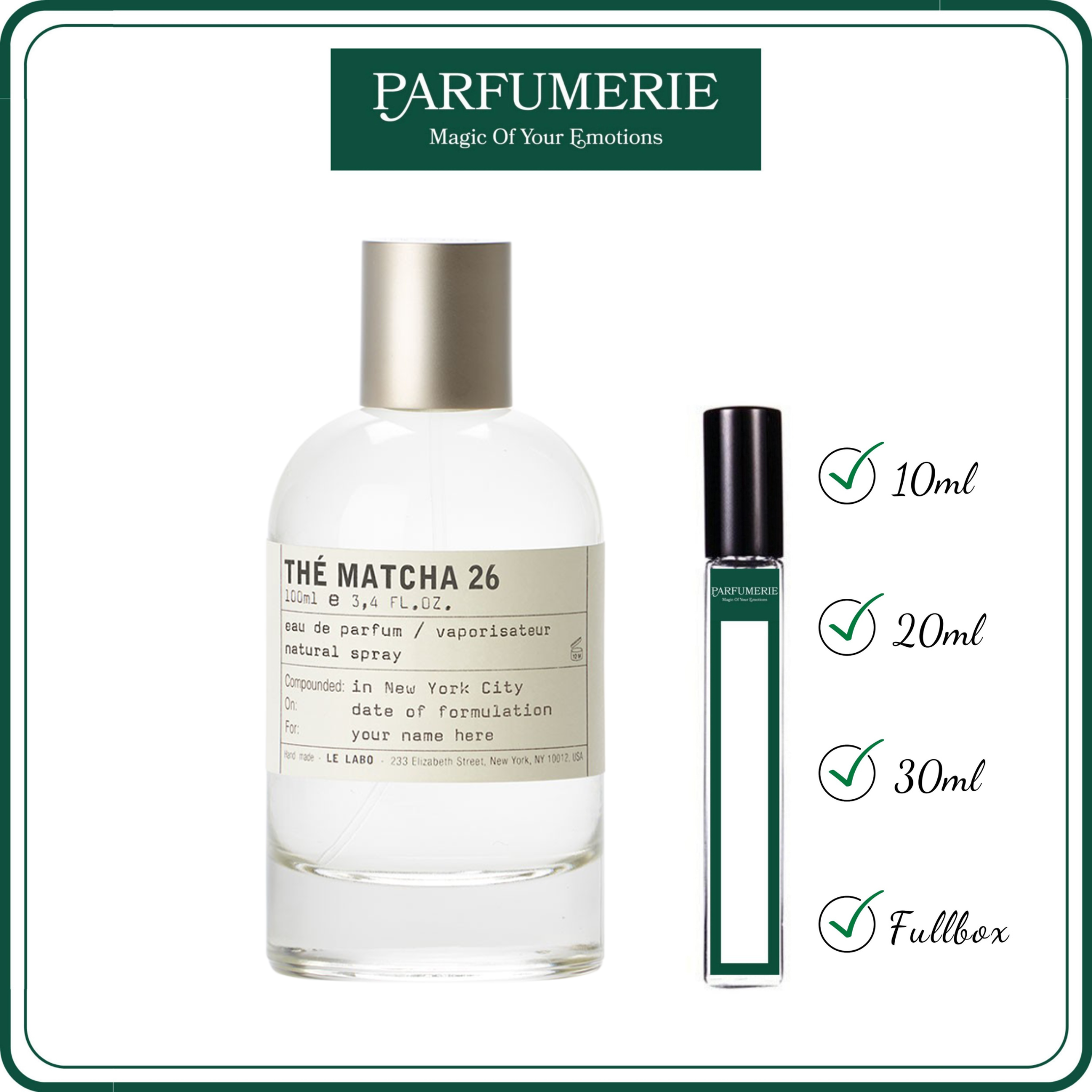 Nước hoa chiết Le Labo Thé Matcha 26 hương thơm Tinh tế, Nhẹ nhàng, Thanh lịch
