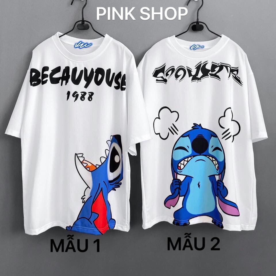 [HCM]ÁO THUN NAM NỮ STITCH IN 3D PHẢN QUANG HOT TREND PINK SHOP