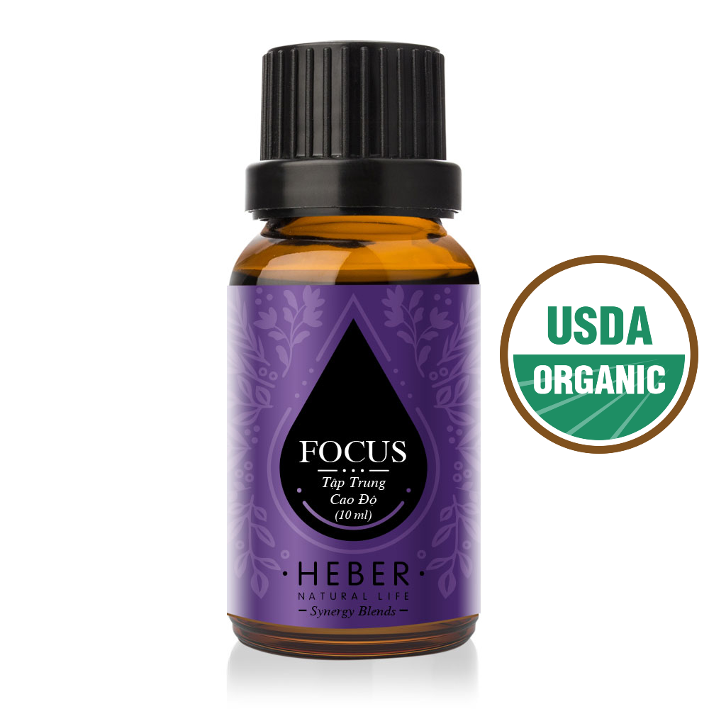 Tinh Dầu Tập Trung Cao Độ - Focus Blend Essential Oil Heber Natural Life, 100% Thiên Nhiên Nguyên Chất, Xông Thơm Phòng