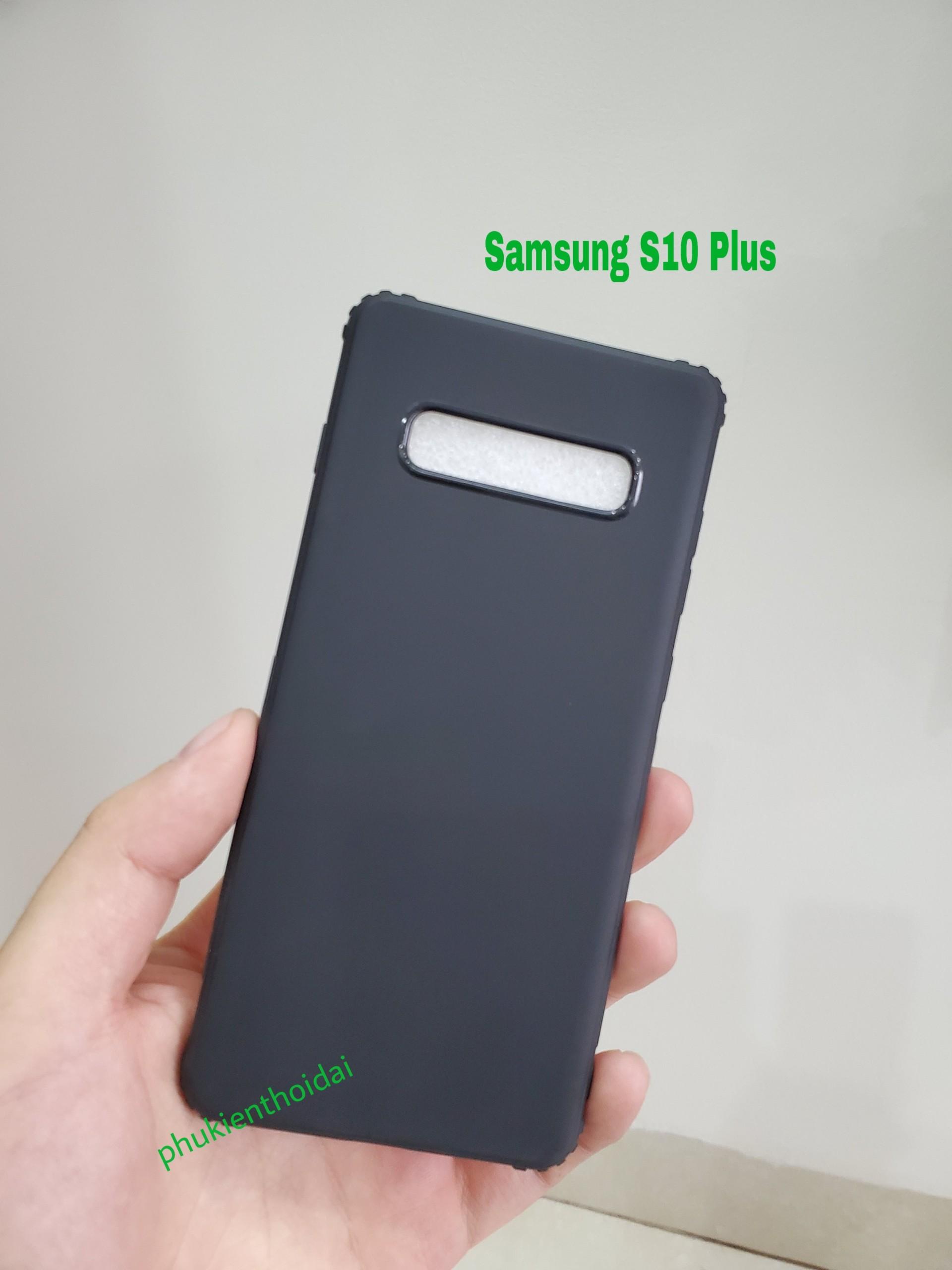 Ốp lưng Samsung Galaxy S10 Plus dẻo màu chống sốc 4 góc thế hệ mới ( ĐEN )
