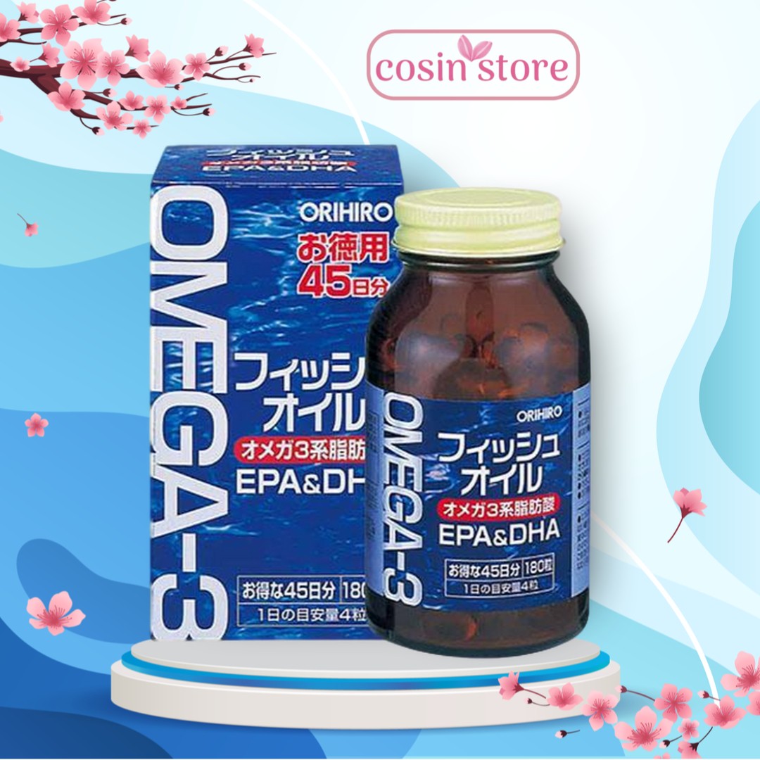 Viên uống dầu cá orihiro omega - 3 epa & dha hỗ trợ tim mạch orihiro 180 viên - omega 3 - cosin store